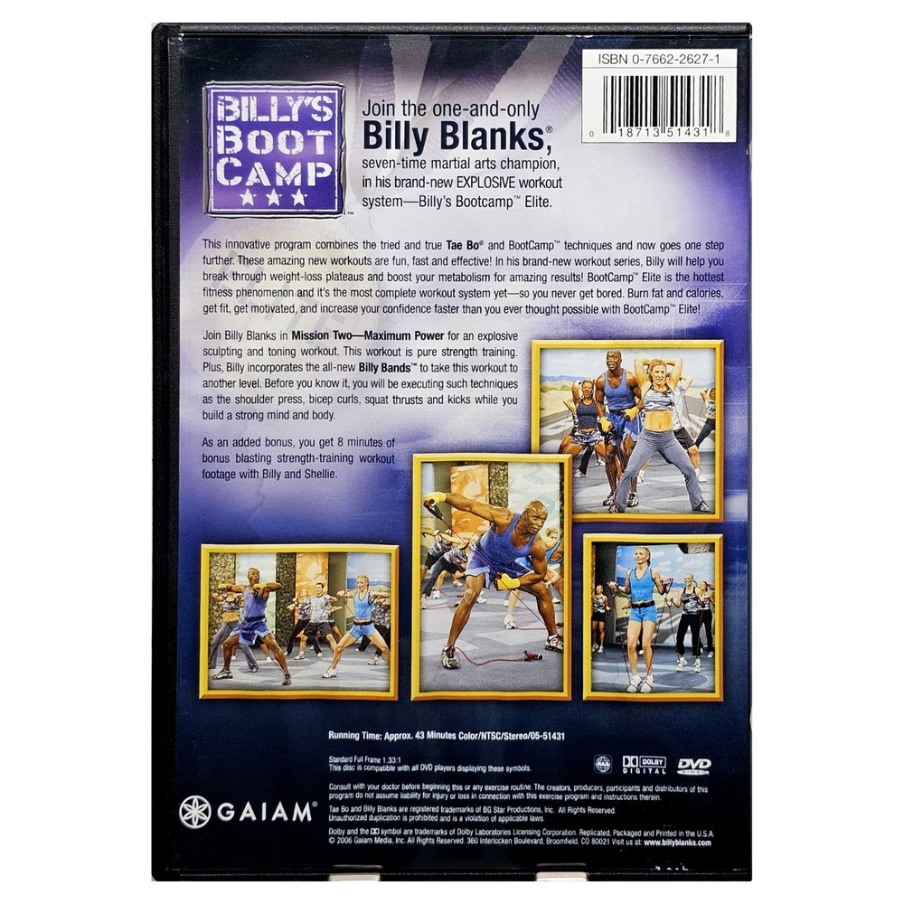 Billy Blanks Boot Camp Elite Mission Two Maximum Power Exercise DVD 05-51431 - Picture 2 of 6